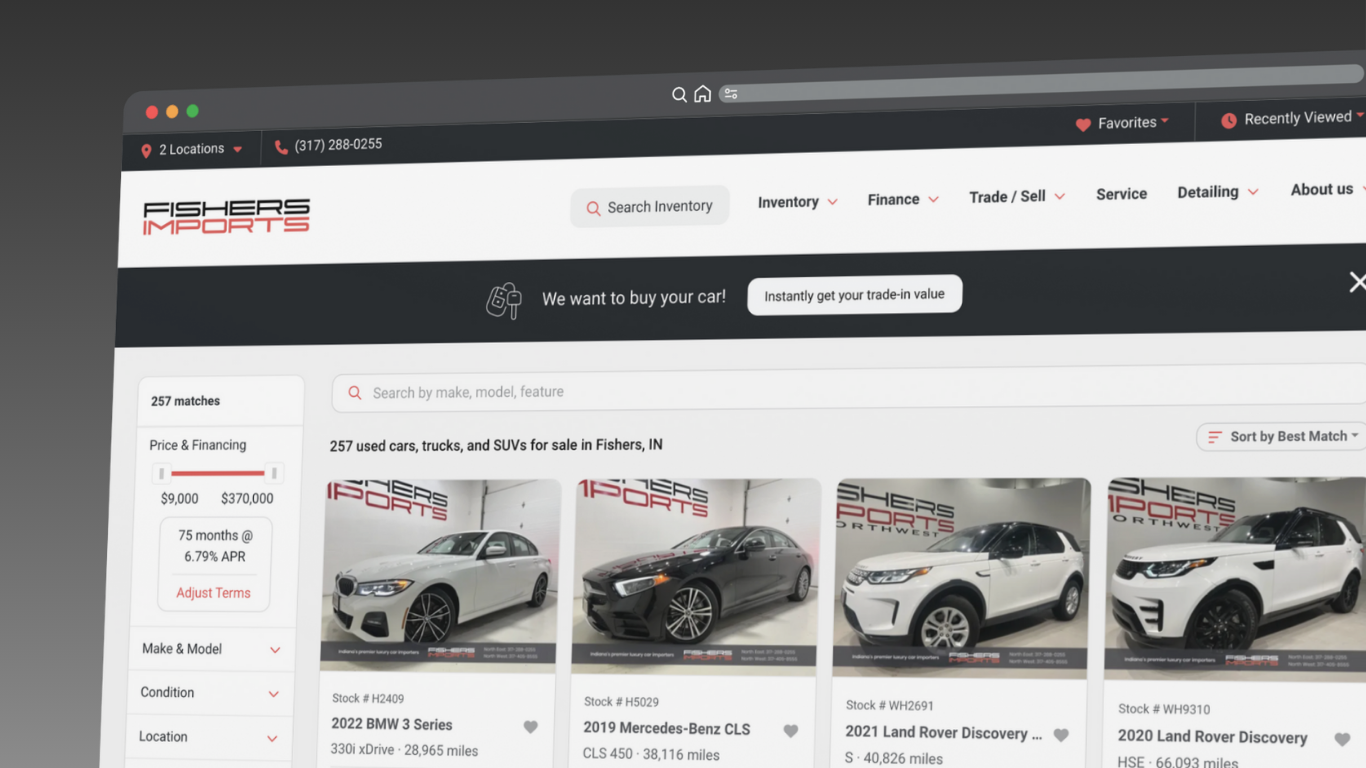 Plataforma automotriz Fishers Imports