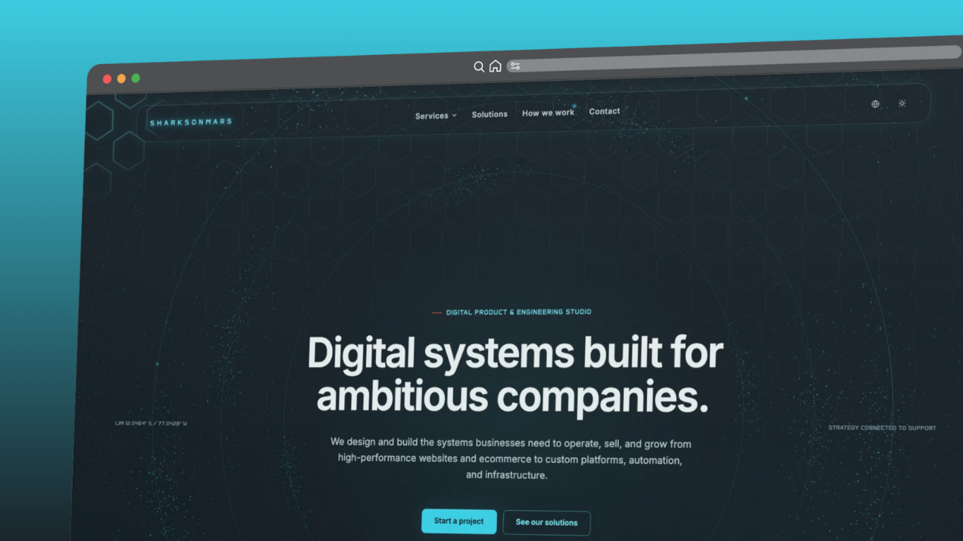 Sitio web de Sharks on Mars Solutions